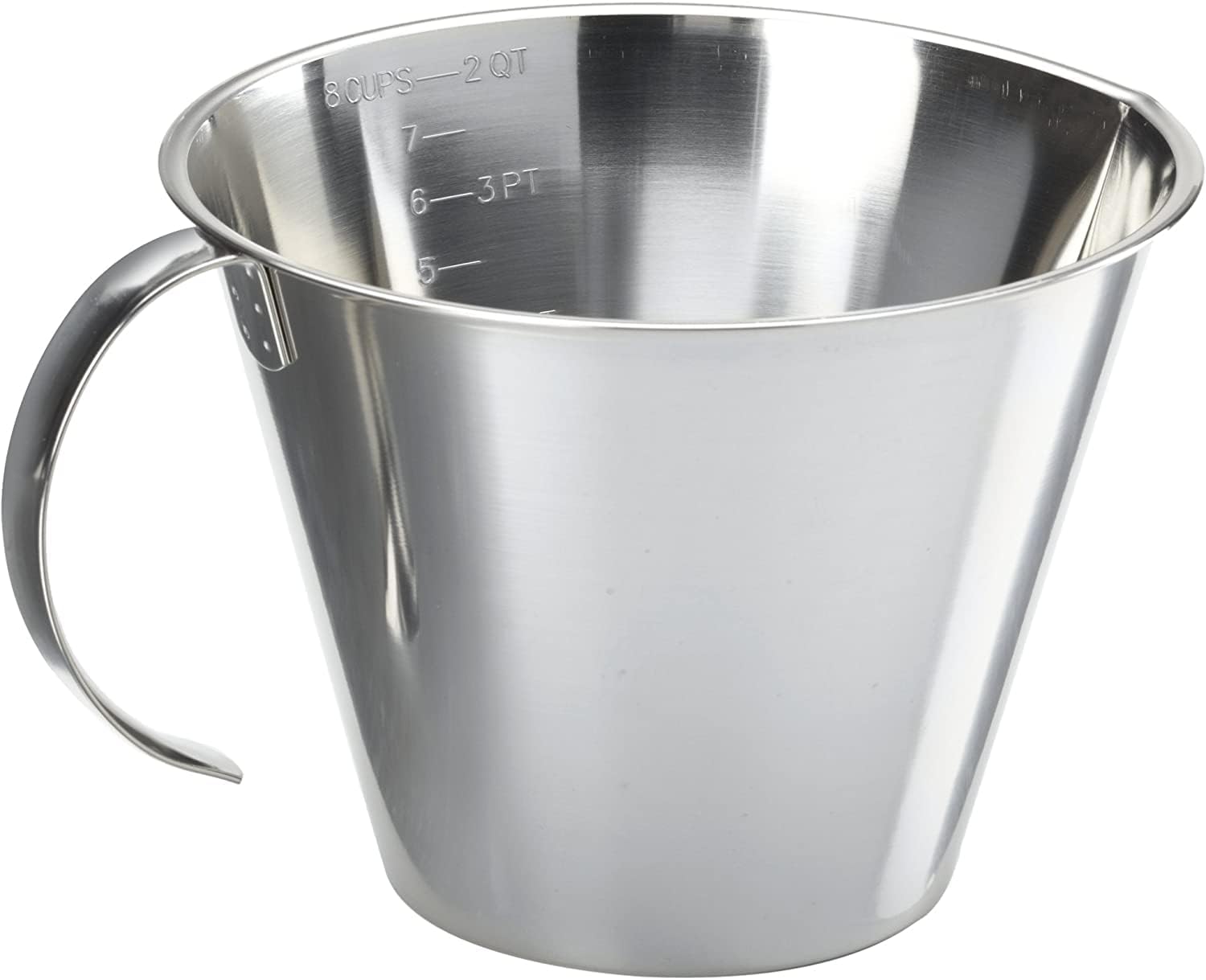 Linden Sweden Jonas Stainless Steel Measuring Cup - Durable and Light Measuring Cups with Open Handle for Easy Scooping in Flour Bags and Baking Containers - Made in SE - Dishwasher Safe - 8-Cup Size