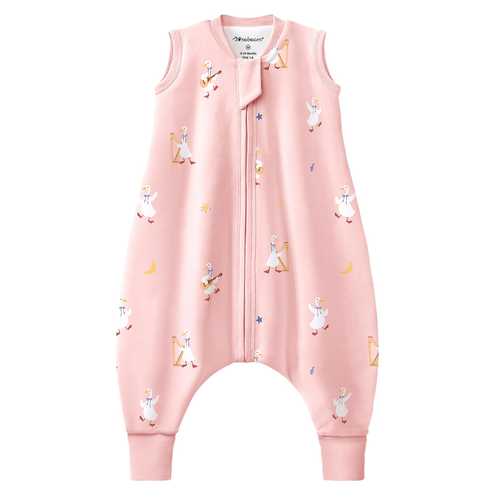 Mosebears Sacco Nanna 1 Tog per Bambini - Leggermente Imbottito Cotone Traspirante,primaverile e autunno(95cm(3-4 anni))