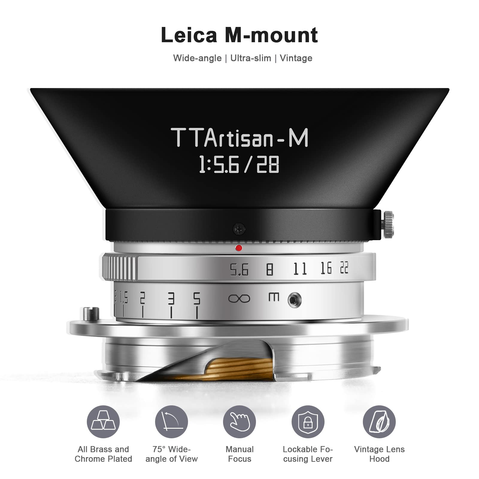 TTartisan 28mm F5.6 Wide-Angle Lens, Compatible with Leica M-Mount