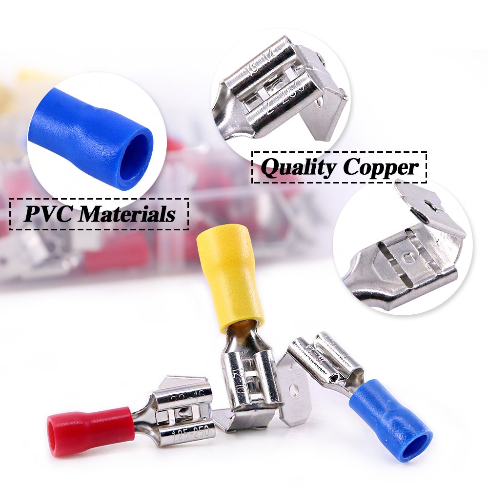 50% оƒƒ Dіѕсоunt Glarks 140pcs 22-16/16-14/12-10 Gauge Semi-Insulated Piggy Back Spade Quick Splice Crimp Terminals Connectors Assortment Kit