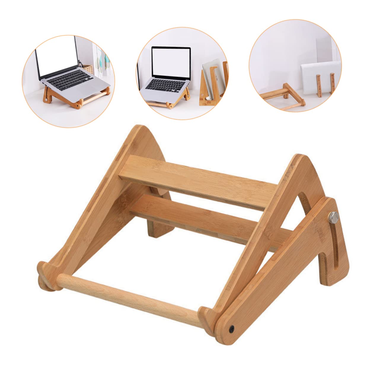 SHINEOFI Supporto per Laptop Stand Multifunzionale in Legno Regolabile Pieghevole Porta Computer Portatile Elegante in Phyllostachys Pubescens per Tablet, per Scaffali