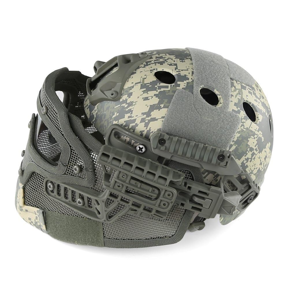 Kask Taktyczny PJ Fast Paintball, Maska ​​pełnotwarzowa Airsoft Molle Mesh, Oddychające Gogle Do Strzelania CS, Polowania(DD)