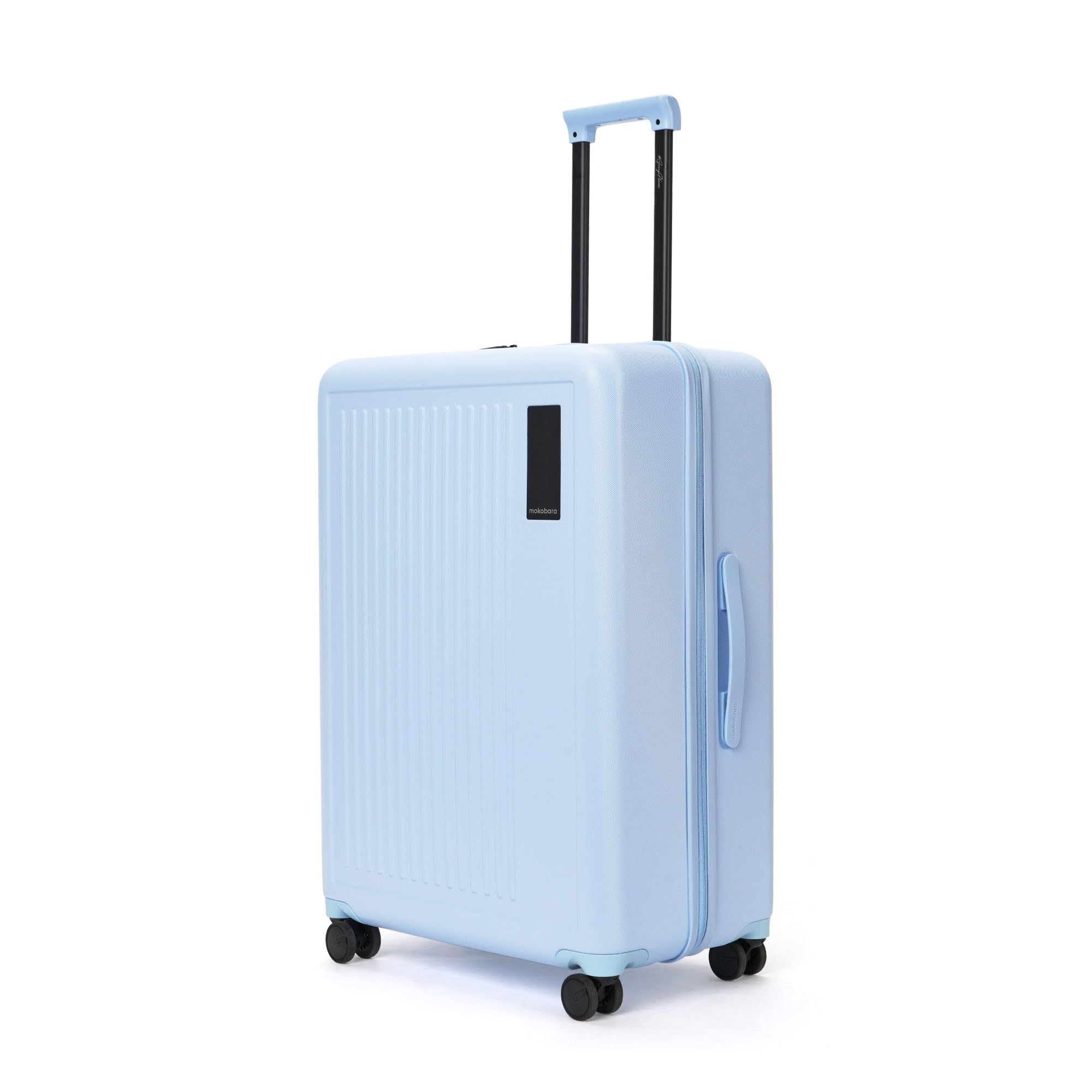MOKOBARA The Transit Wave - Check-In Luggage | Large 74Cm Blue Polycarbonate 8 Wheel Spinner Trolley Hardsided Suitcase With Built In Tsa Lock Travel Suitcase (Shy Blue), 74 Cm