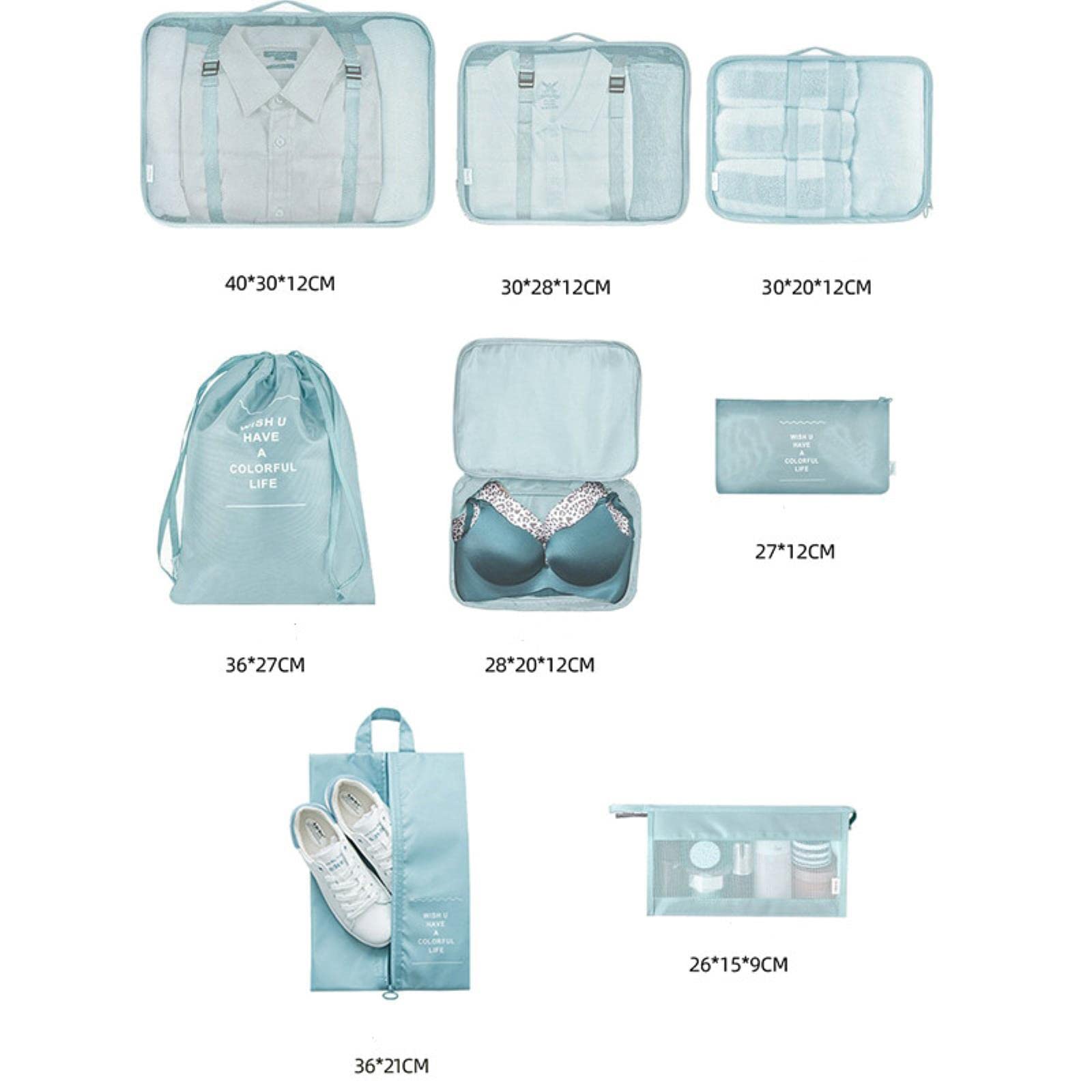 8 szt. Zestaw organizator podróży torby do przechowywania zestaw do pakowania walizek etui do przechowywania przenośny bagaż ubrania buty schludne etui torba-6 szt. różowa wiśnia