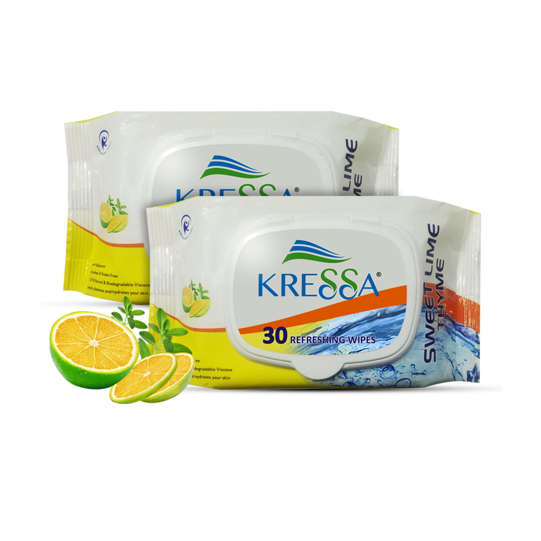 Kressa Refreshing Face Wet Wipes Pack of 2 (Sweet Lime & Thyme)-image-23