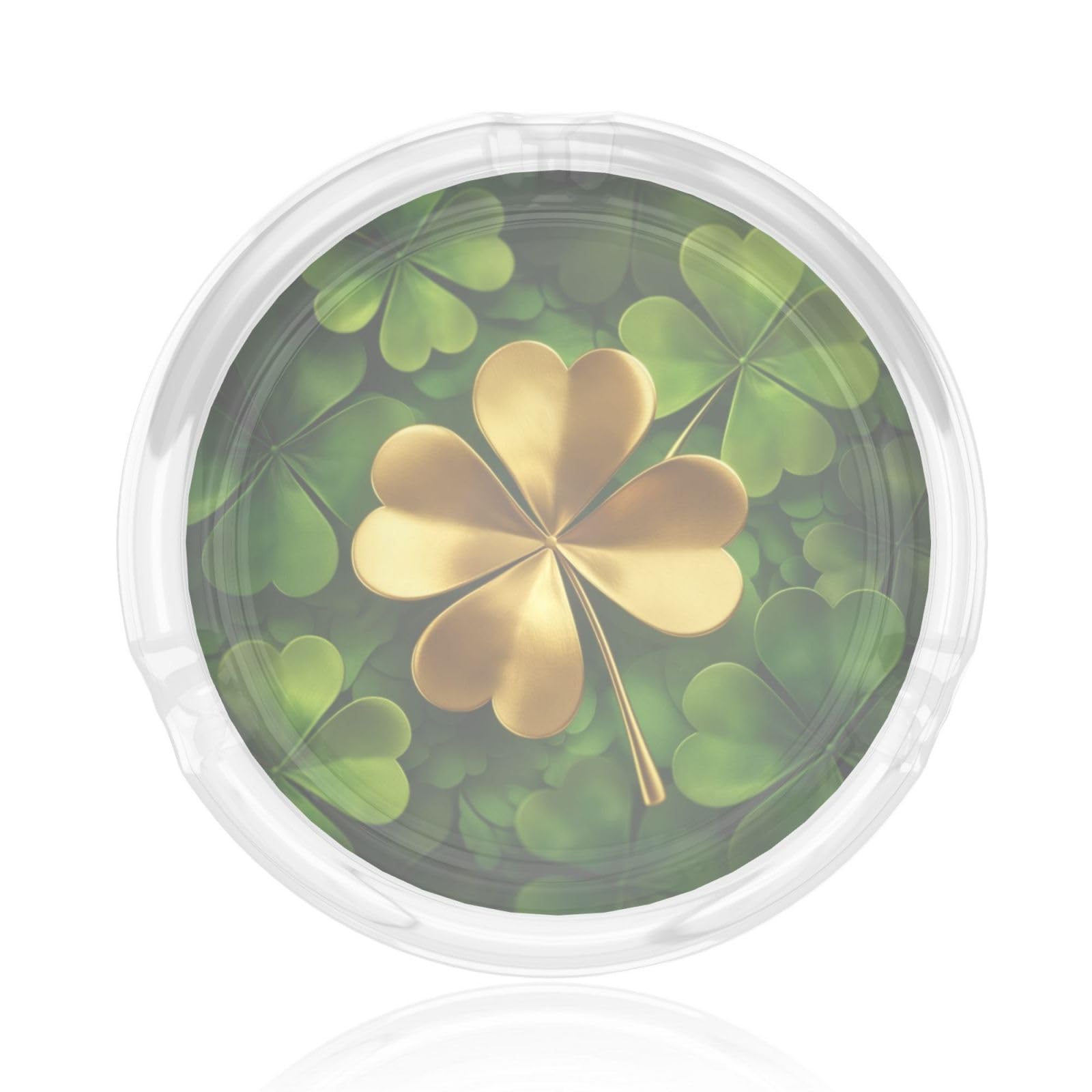 Golden Four Leaf Clover Green Shamrock Glass Ashtray For Cigarettes Ash Trays Case For Home Office Decor