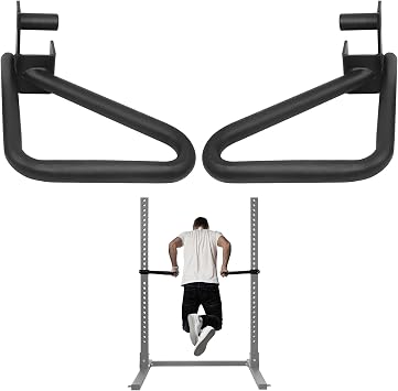 Hulkfit Power Cage Dip Bar Attachments with Multi-Grip Pull up Handles, Heavy Duty Iron Strength Training Accessories for Squat Rack & Power Cage