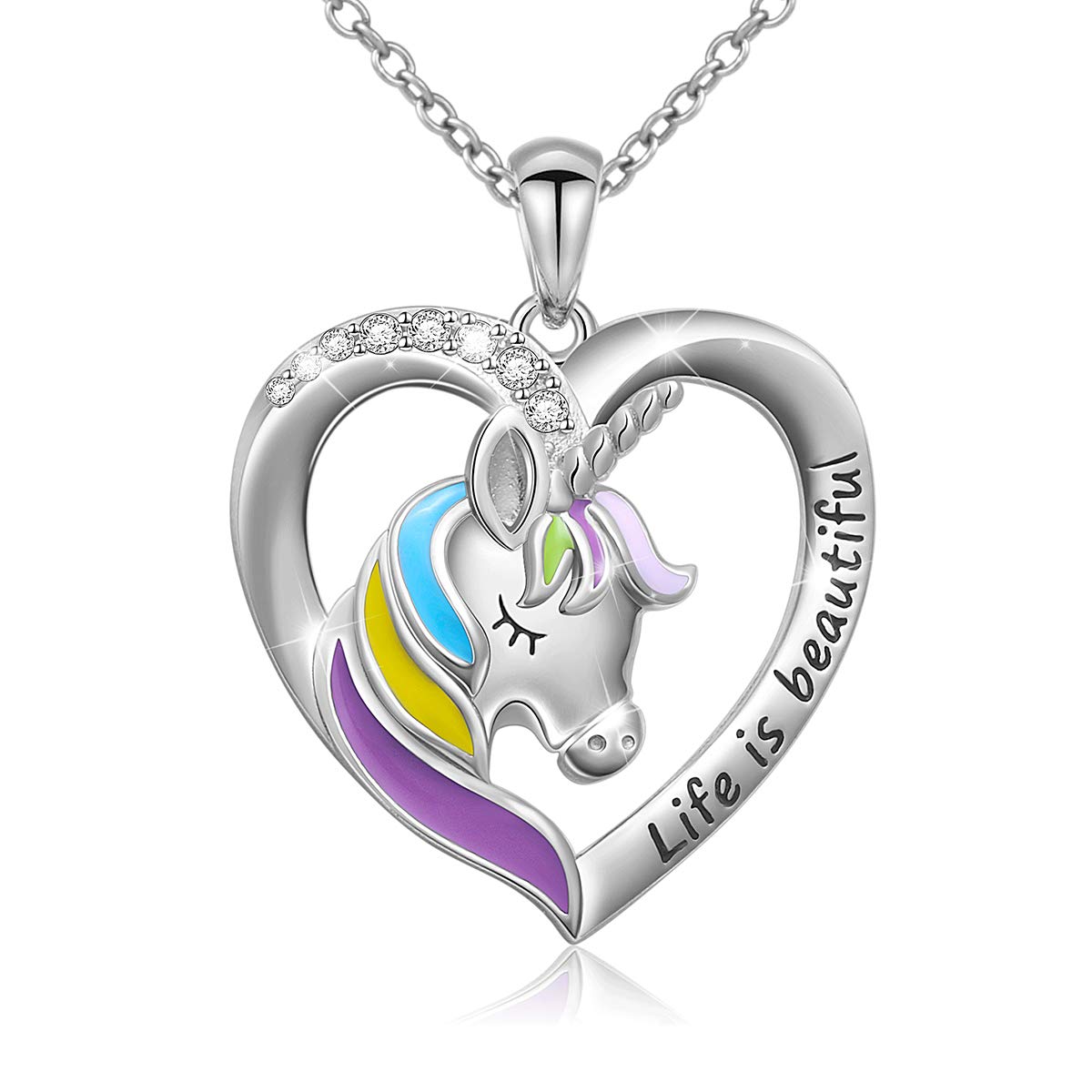 FlyowMothers Day Gifts 925 Sterling Silver Love Heart Mom/Sister/Daughter/Wife Necklace, Jewellery Gifts for Mum Grandma from Daughter Son