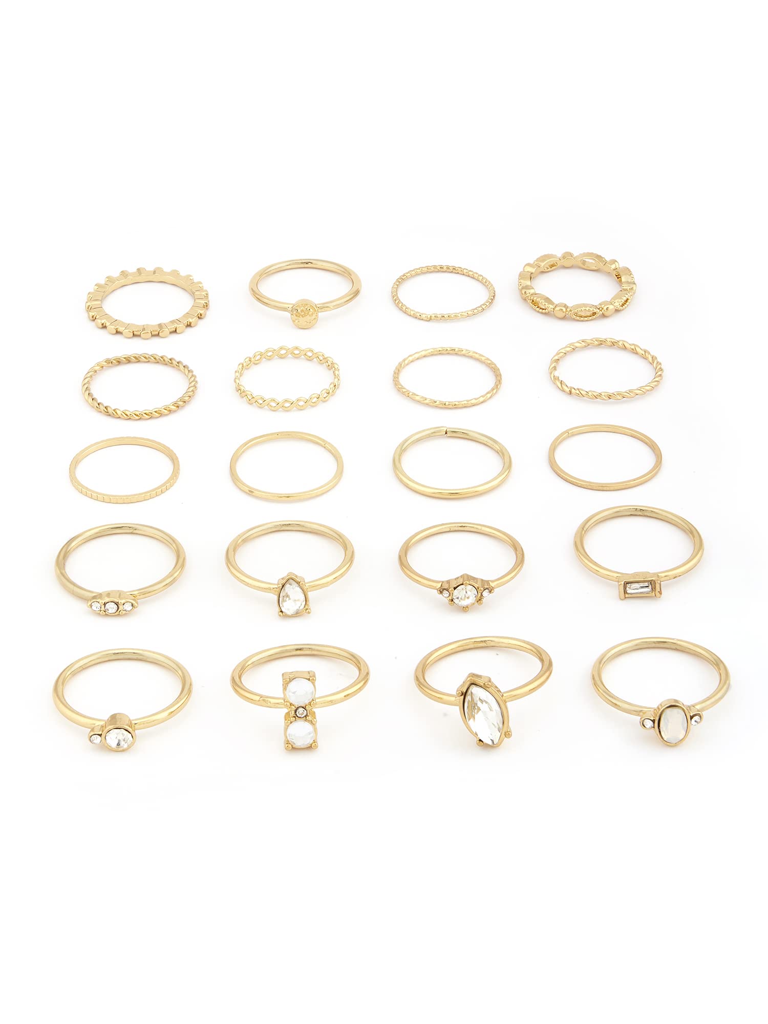 Set of 20 Gold Tone Contemporary Stackable Rings For Women-ZPFK13636