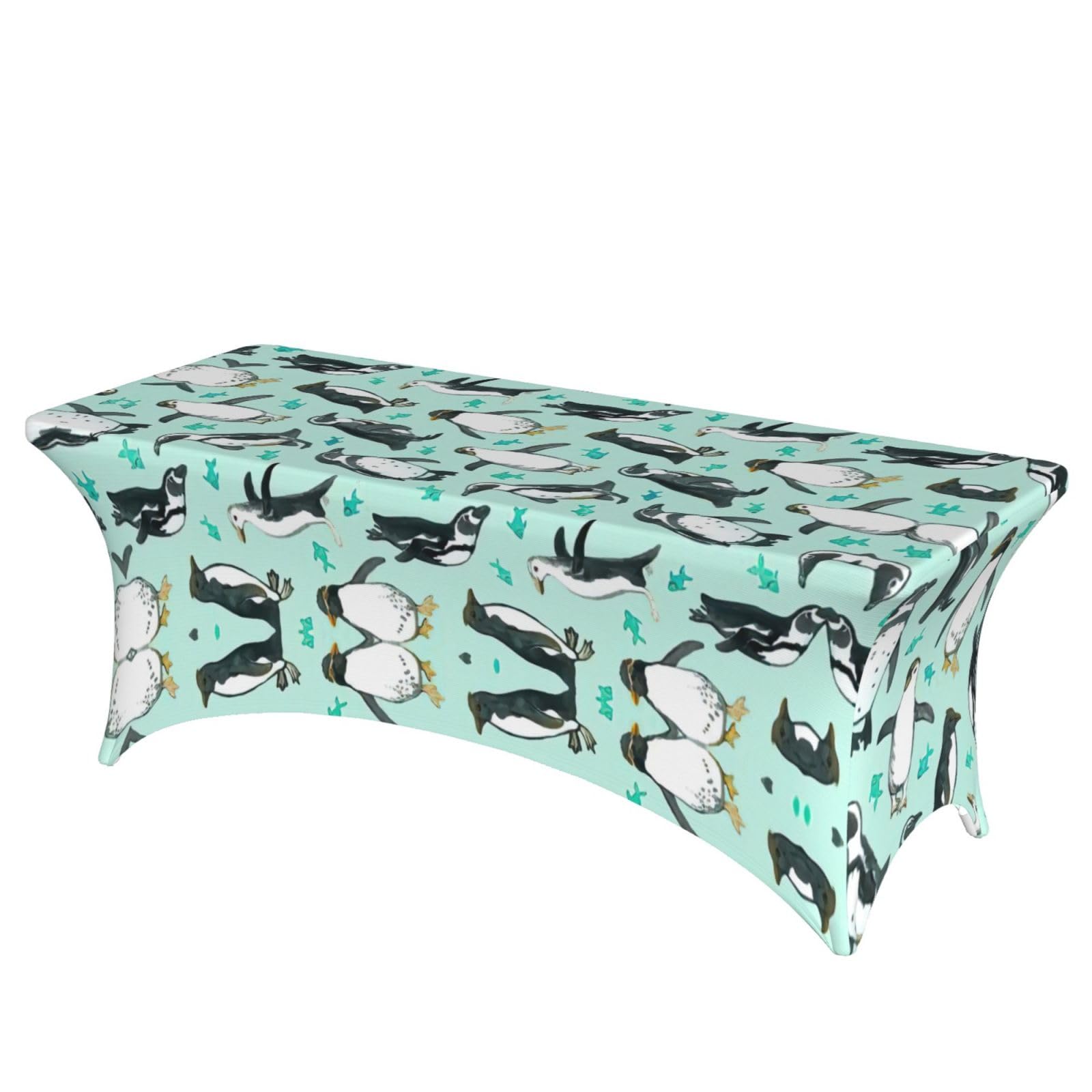Housses de table rectangulaires 1,8m en élasthanne à motif pingouin