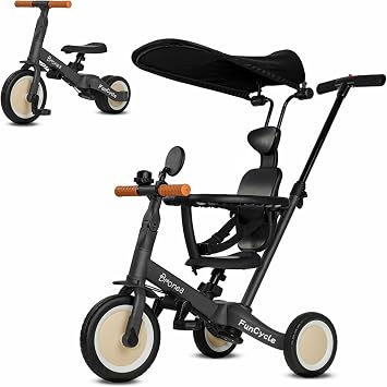 Bronea Bronea FunCycle 5-en-1 Tricycle Rétro en Métal avec Accessoires