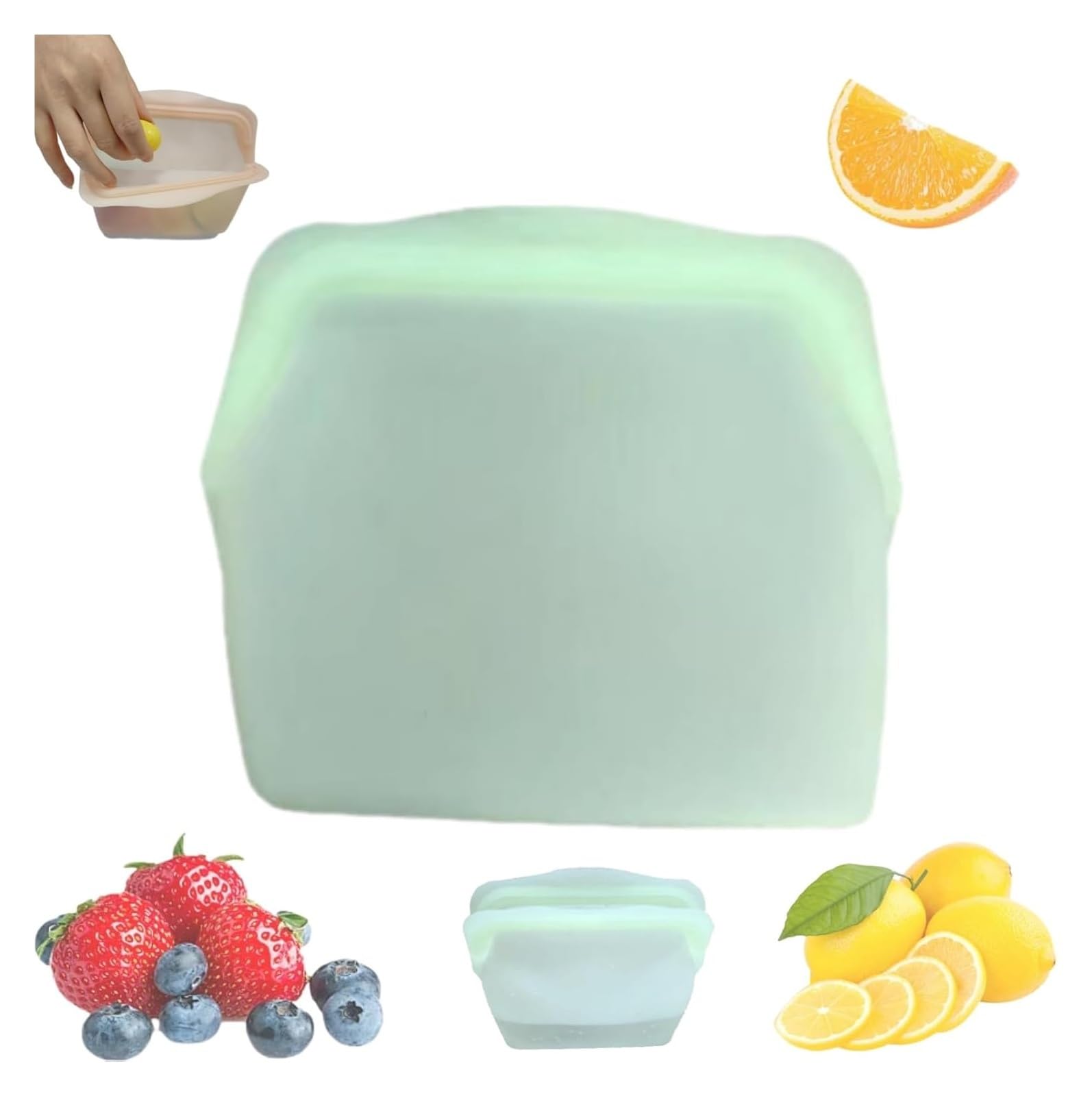 Everbag Silicone Food Storage Bags, Reusable Leak-Proof Upright Freezer Bags, Odour-Proof & High Temperature Resistant(Green,1000ML)