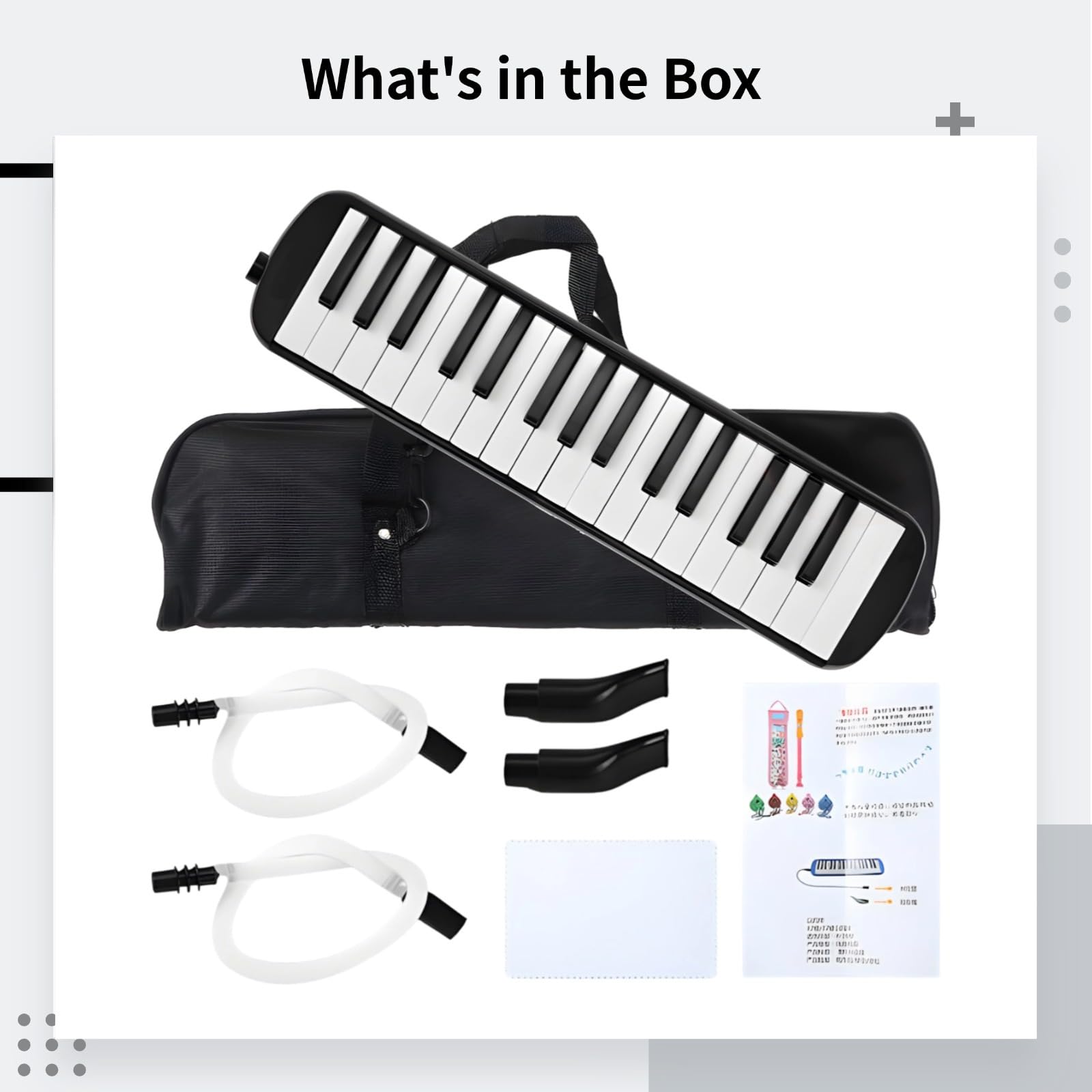 PONDON Tastiera per pianoforte ad aria, strumento melodica a 32 tasti, melodica nera con borsa per il trasporto, tastiera per pianoforte portatile per principianti amanti della musica