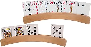 トランプホルダー 4個セット カードスタンド 湾曲した木製のトランプホルダー ハンズフリーカードホルダー 障害者用カードホルダー カードスタンド ボードゲーム カードゲーム 障害者、子供、大人、高齢者に適しています (12.8 x 1.65 x1.46インチ)