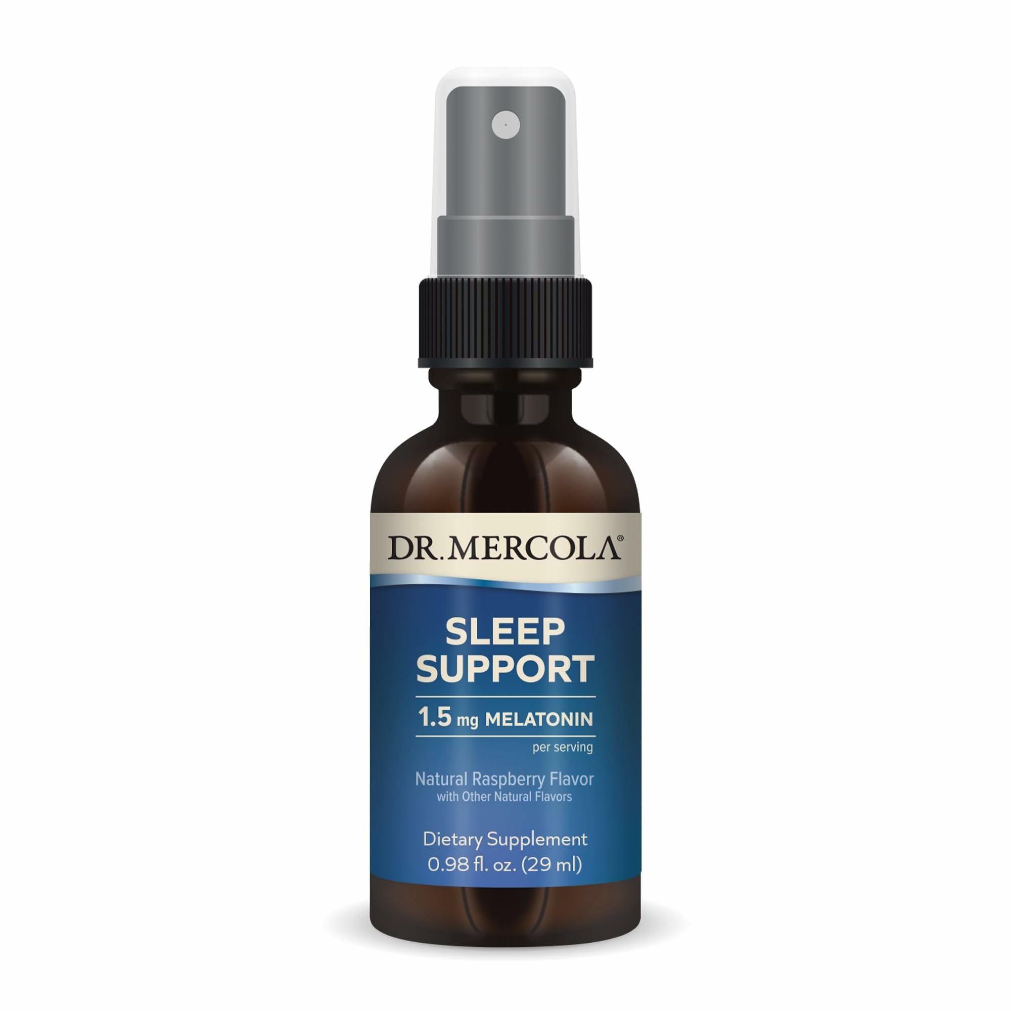 Dr. Mercola Sleep Support with Melatonin Spray - Supports Restful Sleep - Non-GMO, Gluten-Free & Soy-Free - Natural Raspberry Flavor - 0.98 fl oz (35 Servings)