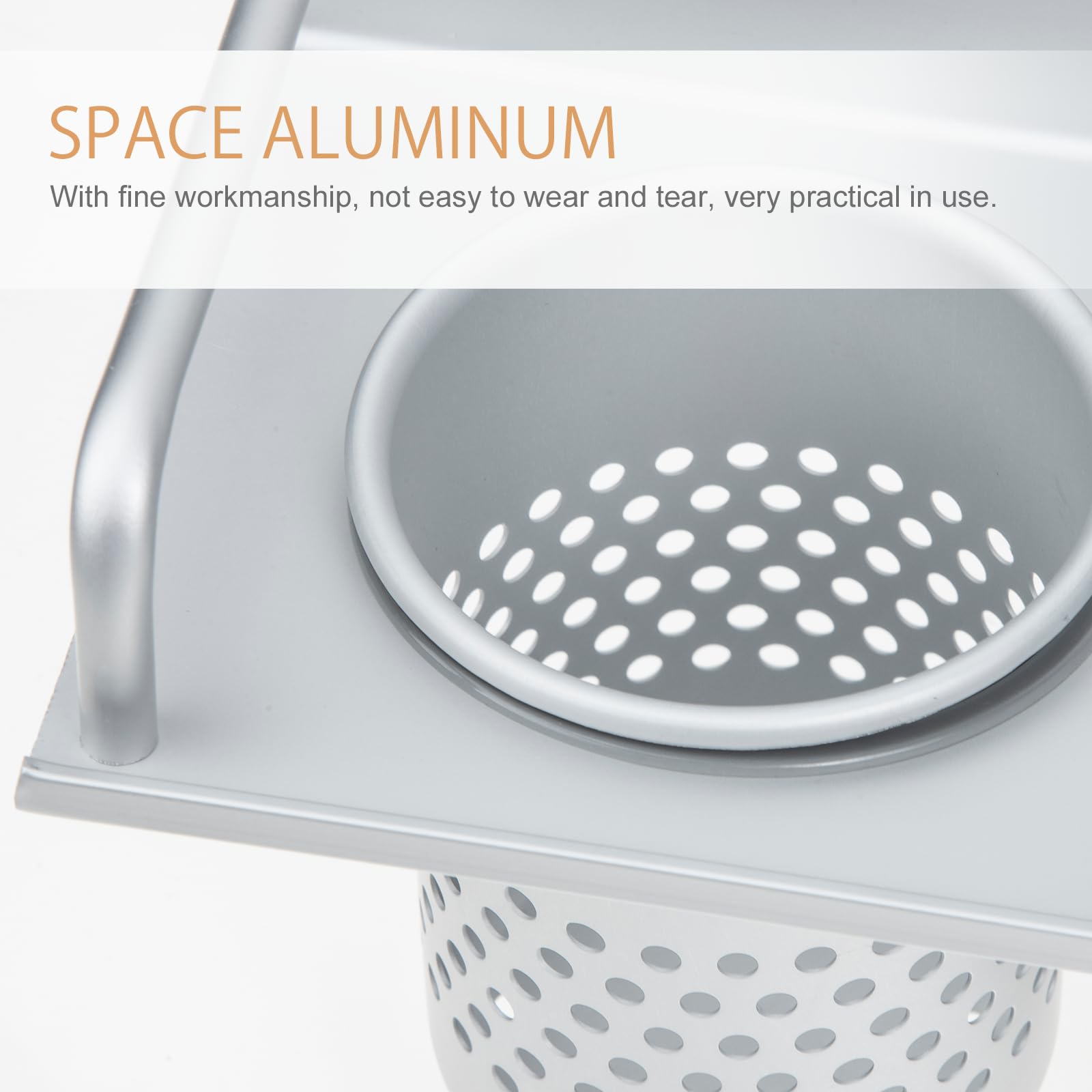 Haartrockner Organizer Wandregal aus Raum Aluminium mit Praktischer Bohrfreier Montage für Badezimmer und Schlafzimmer in Silber
