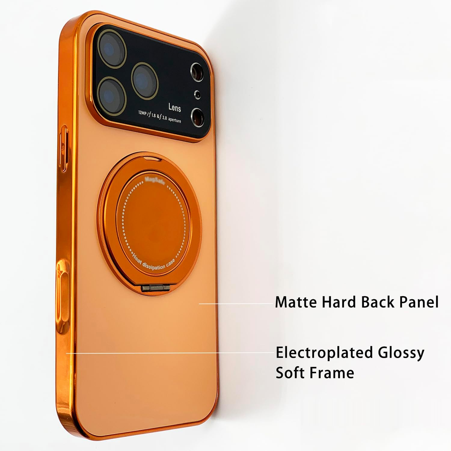 for iPhone 17 Pro Max Case with Spin Magnetic Stand [Integrated Camera Cover] [Fit for MagSafe] Slim Shockproof Protection Phone case with Kickstand 6.9'', Cosmic Orange - Image 8