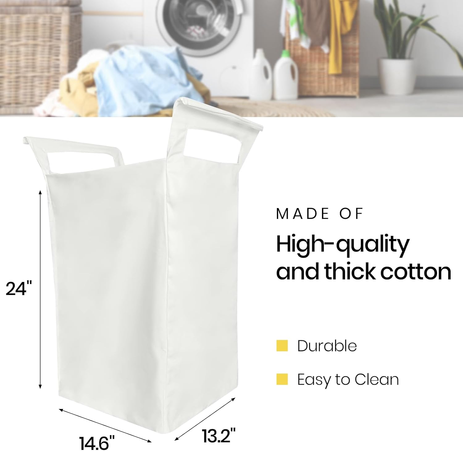 (2 Pack) Calvana Bassinet Stand Hamper Inserts, Compatible with UPPAbaby Bassinet Stands, Dual Compartment with Carry Handles (Bassinet Stand Not Included), Cotton