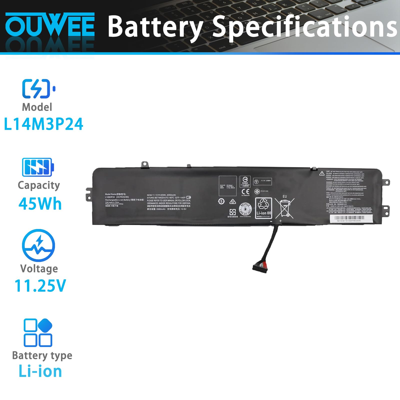 Amazon.com: OUWEE L14M3P24 L14S3P24 Laptop Battery Compatible with