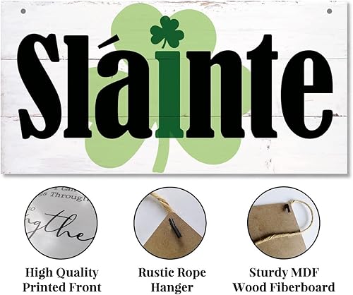 Vista 60 de Divertido letrero decorativo de madera del día de San Patricio, tréboles y travesuras impresas de madera para pared, decoración del hogar, letrero