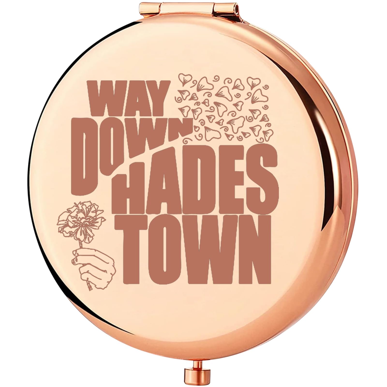 KEYCHIN Hadestown Musical Pocket Mirror Broadway Hadestown Fans Gifts Way Down Hadestown Compact Makeup Mirror (Hadestown-RG)