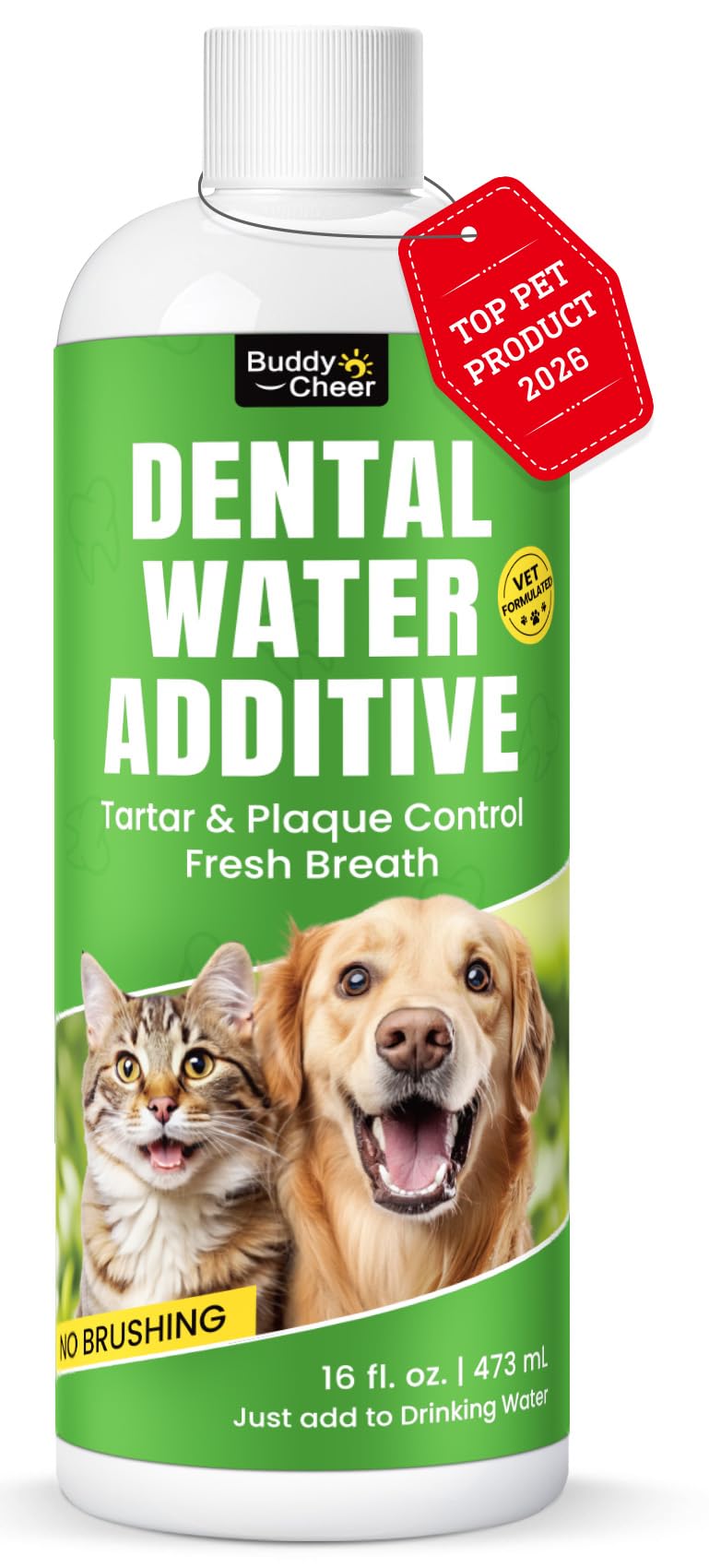 Dog Breath Freshener – Enzymatic Dog Dental Water Additive for Teeth Claning – Freshens Breath & Reduces Tartar – Easy Mouthwash Cleaner for Teeth & Gums – No Brushing Needed, Uncented, 16oz