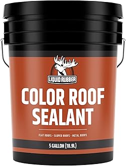 - Color Roof Sealant- Elastomeric Waterproof Coating for Flat, Low-Slope & Metal Roofs, Flexible UV-Stable Membrane, Beige, 5 Gallon