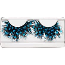 Blue Spots Black Faux-Feather Eyelashes For Beetlejuice Costume Halloween Lashes 1 Pair