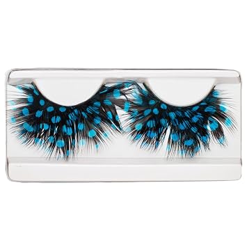 Blue Spots Black Faux-Feather Eyelashes For Beetlejuice Costume Halloween Lashes 1 Pair