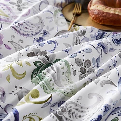 Miniatura 2 de Cupocupa Juego de funda de edredón, tamaño Queen, microfibra, estampado de cachemira blanca, floral bohemio, 3 piezas