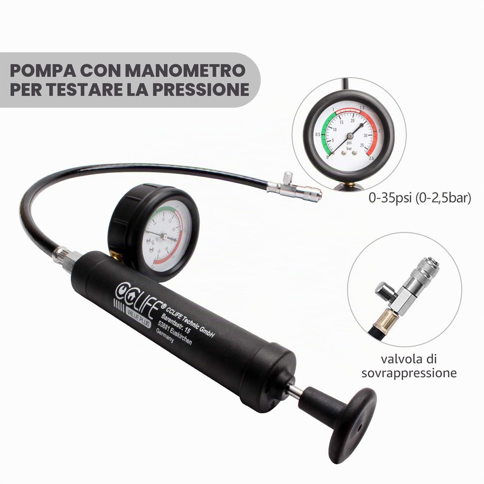 CCLIFE 28 Pezzi Universale Radiatore Pressione Tester Kit, Set di Tester per Sistema di Raffreddamento, Strumento ad Aria compressa per Auto - Blu