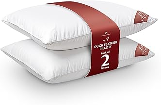 GC GAVENO CAVAILIA Duck Feather Pillows 2 Pack | Hotel Quality and Breathable | Feather and Down Pillows | Side Sleeper Bed Pillows | Anti-dust mite & Hypoallergenic | UK Size (48x74cm)