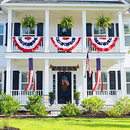 Fivebop 4Pack USA Flag Windsock, Stars & Stripes United States Patriotic Support USA Windsock Aamerican Flag Windsock Streamer Garden Flag Decorations for 4th of July 33Inch (Windsock 4 Pack) - Thumbnail 4