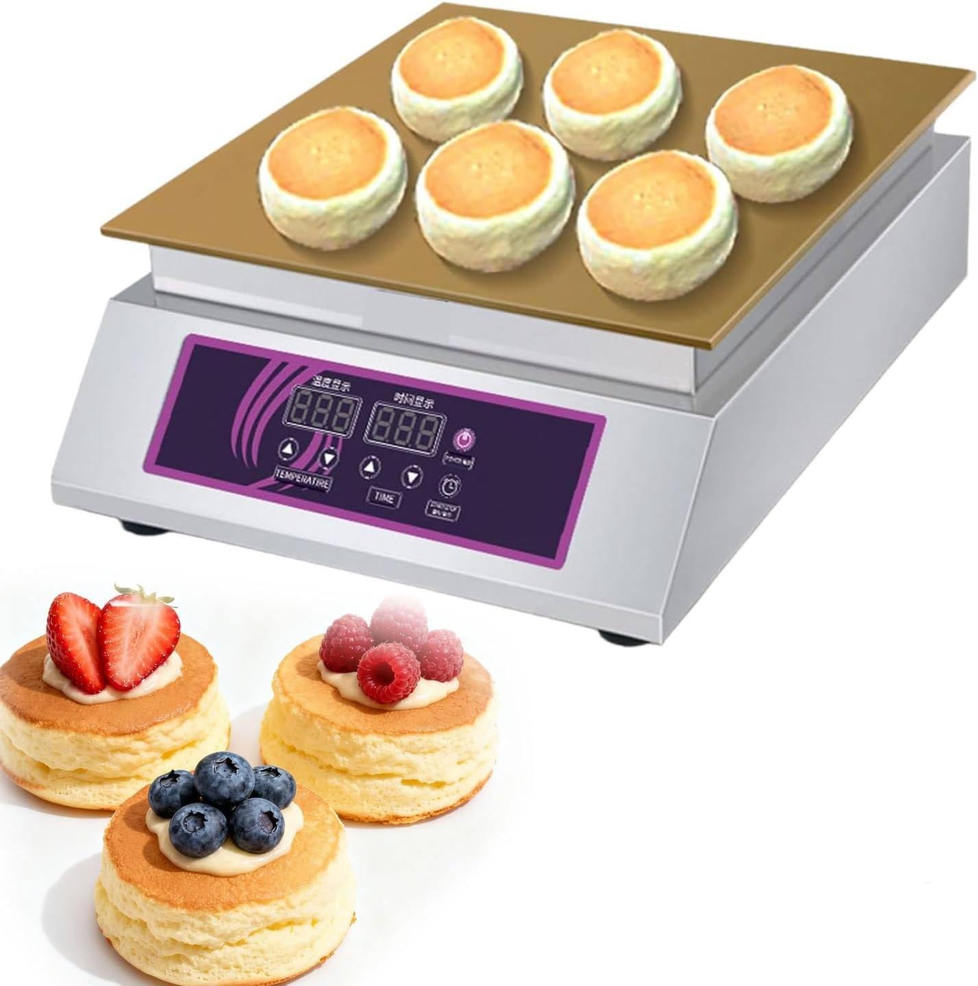 MYUYEE Commercial Electric Griddle Pancake Maker Dorayaki Baker Making Machine Souffle Maker with Copper Heating Plate (size_name Singlehead)