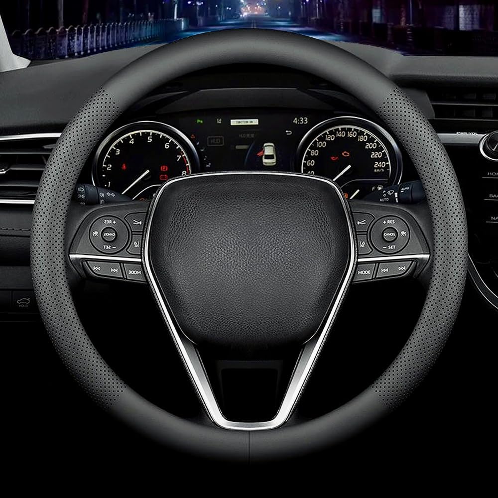 Coprivolante Per Auto In Pelle Scamosciata Treccia Universale In Pelle Da 38cm Per Volante Involucro Per Sterzo Automatico Cuco A Mano Con Filo Dell'ago - Foto 11