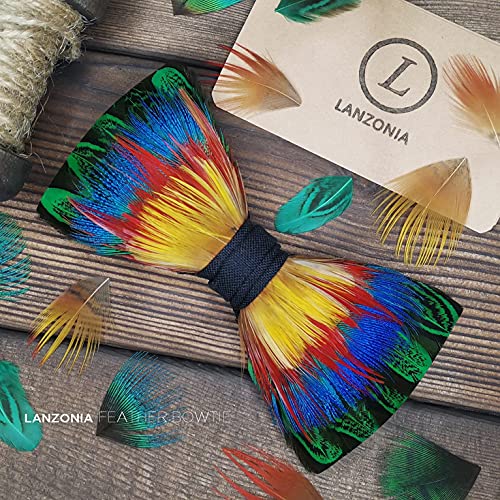 Image of Feather Bow Ties for Men Original Luxury Elegant Wedding Bow Tie Pre-Tied Handmade Mens Bowties for Tuxedo