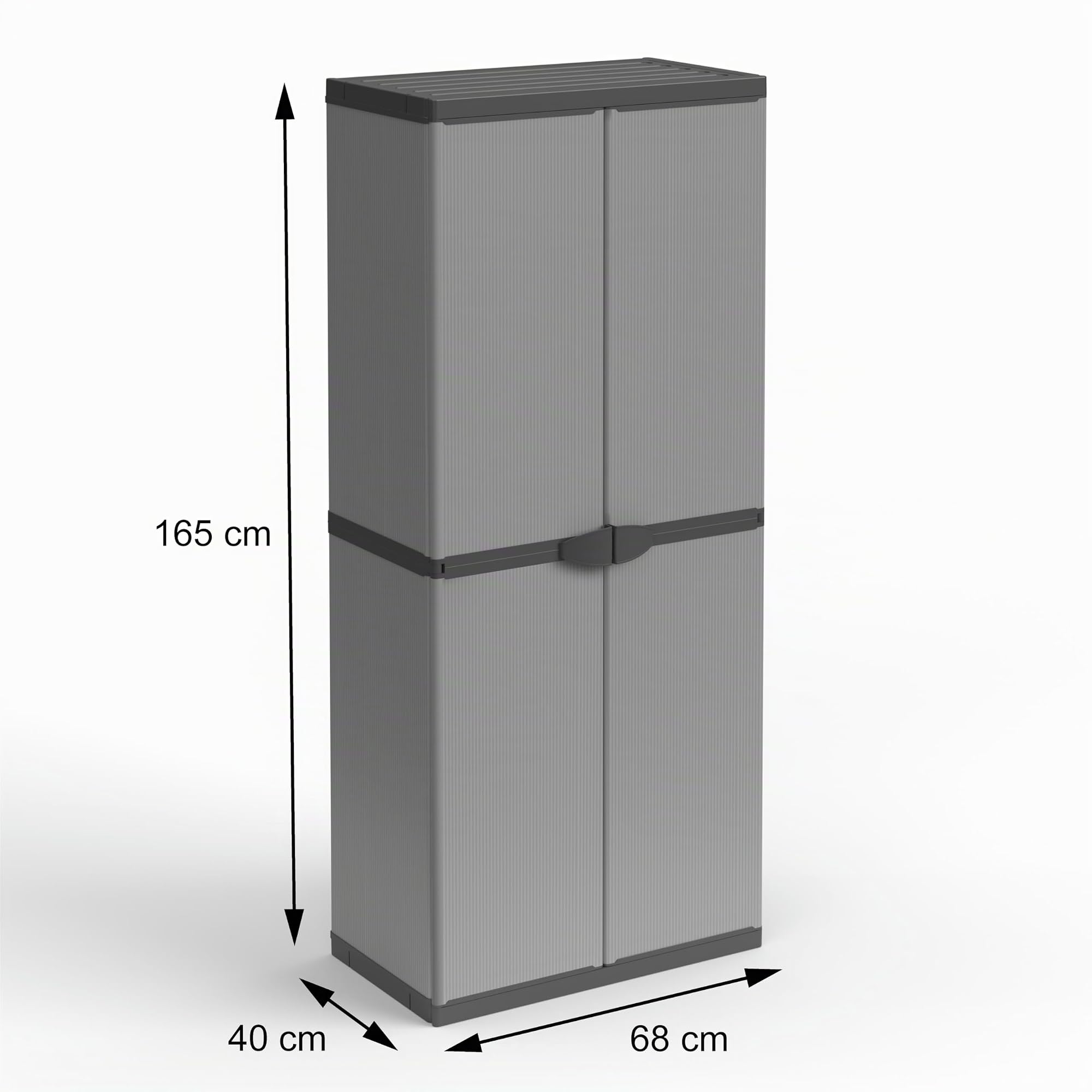 Armadio Portascope Alto a 2 Ante in resina PVC e PP | per Interno/Esterno con ripiani regolabili in altezza, 68 x 39.5 x 168 cm