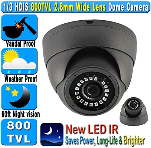 800TVL 960H 2.8mm Wide Angle Lens 18IR 60ft Night Vision Vandal Weather Proof Dome Security CCTV Camera