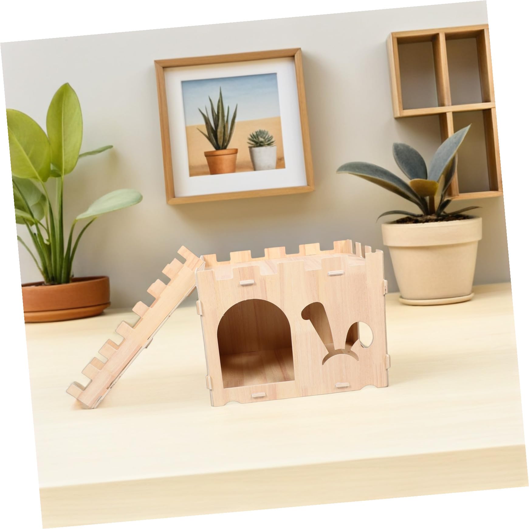 Mipcase Casa de Madera para Hámster Desmontable sin Herramientas Refugio Resistente y Seguro para Cobayas Conejos Hurones y Ratones Villa para Mascotas Pequeñas Que Estimula la Exploración
