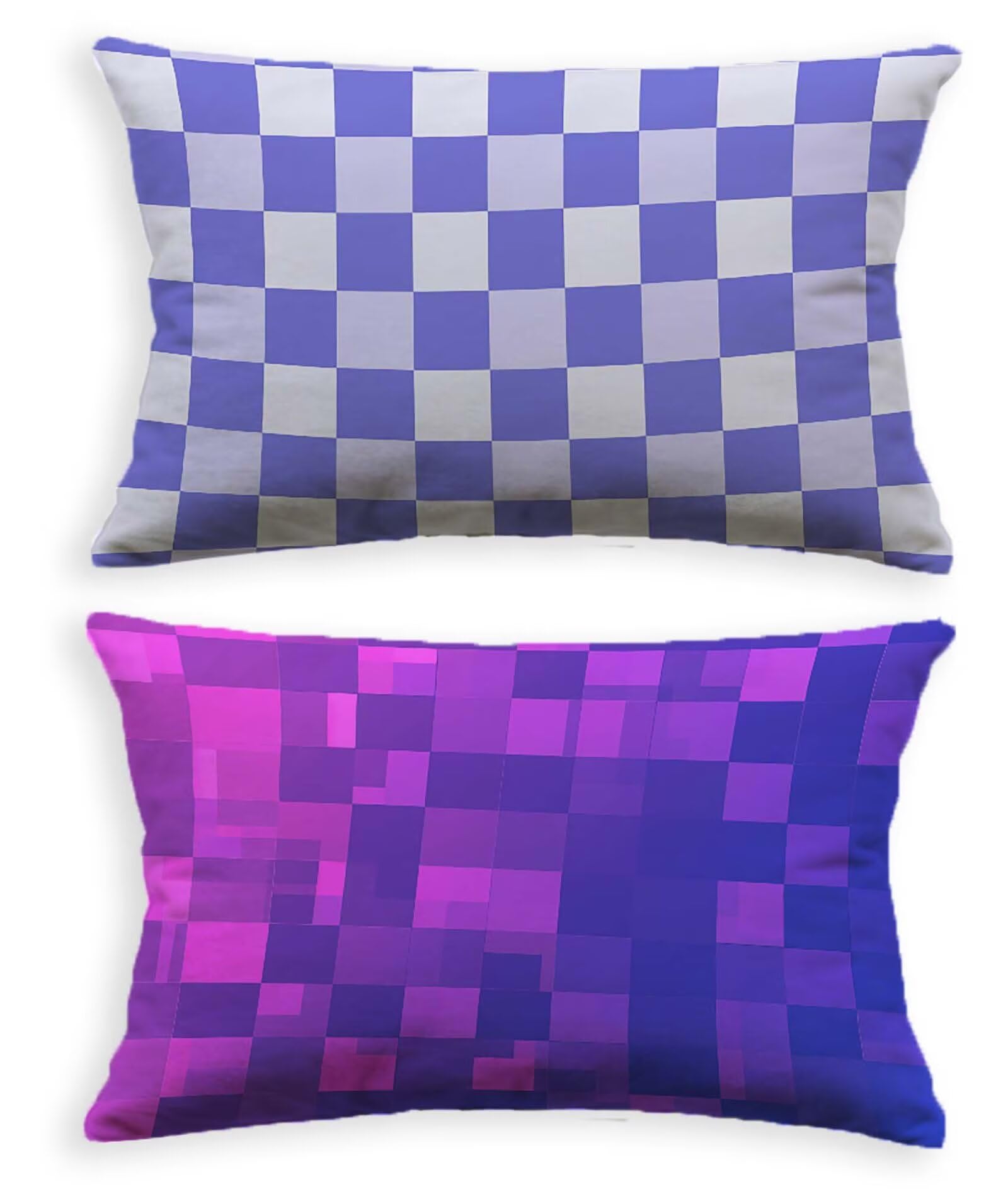 Housse de coussin en velours violet 50 x 70 cm au design treillis chic double face O-59LQ