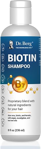 Dr. Berg Biotin Shampoo for Men & Women (Improved High-Performance Formula) - Independently Tested & Certified Paraben- Sulfate- & Silicone-Free - Infused w/Biotin, Argan Oil & Botanicals - 8 Fl oz