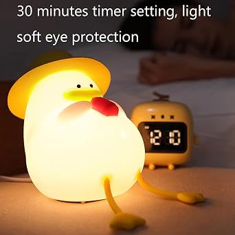 Existential Crisis Duck Lamp, Cute Duck Lamp Silicone Night Light, USB Rechargeable Nursery Lamp, Eye Caring Night Light Multicolor Night Lamp for Bedroom Gift