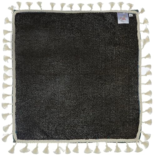 Image of STITCHNEST Jute Sofa Arm Cover with Tassels | Elegant Textured Hand Rest Protector | Durable & Long-Lasting | 18 x 22 Inches