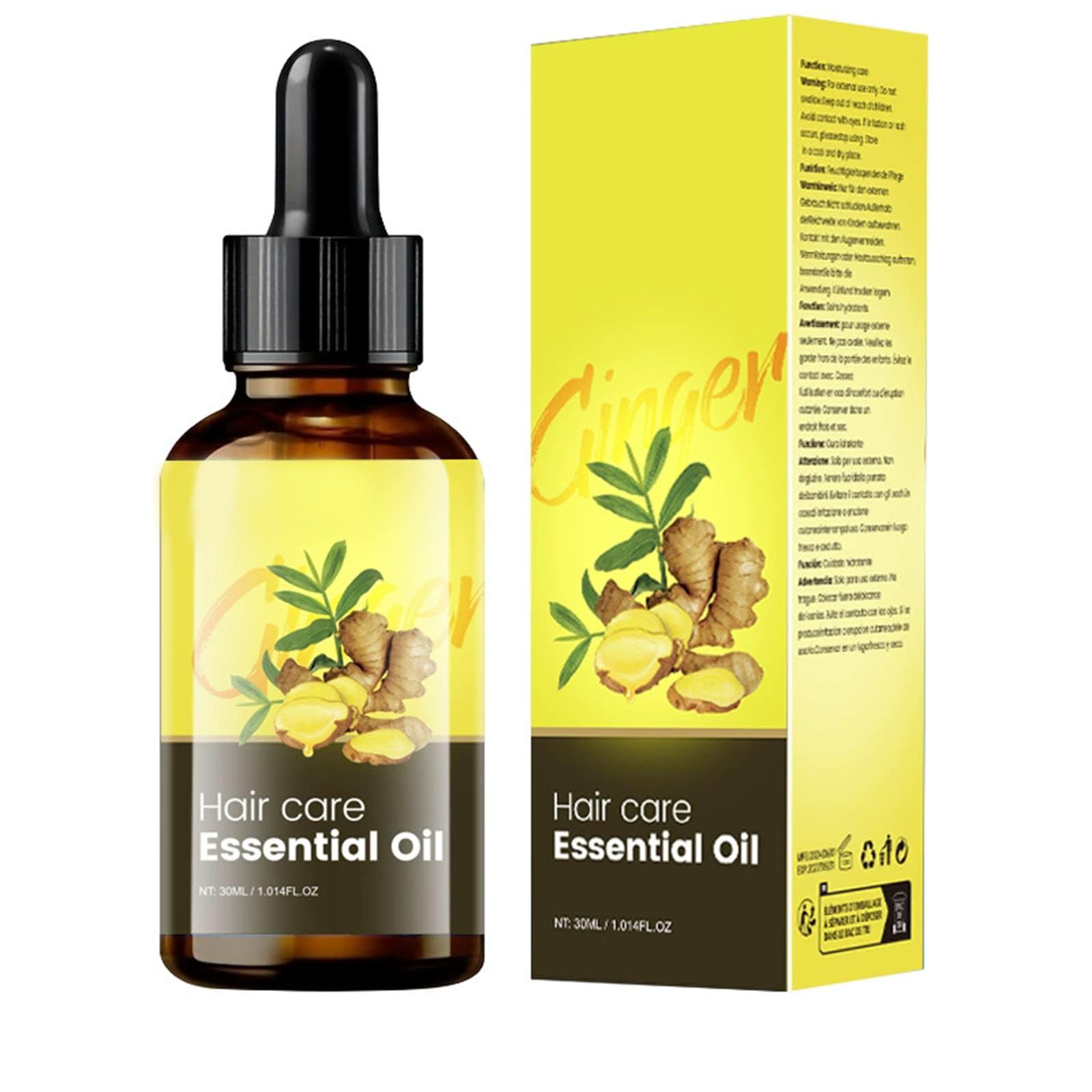 Ginger Essential Oil with Natural Ginger Extract,Hair Essence Oil for Frizzy & Dry, Hydration and Nutrition, Hair Styling serum for Damaged Hair & Split Ends 1.06 oz