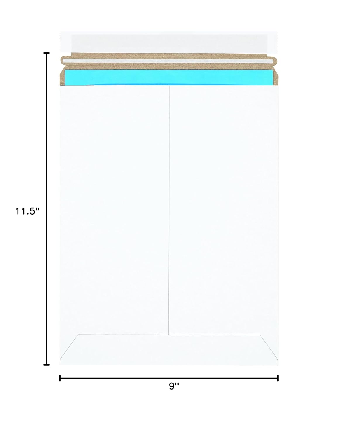 Aviditi 9 x 11 1/2" Stayflats Brand Rigid Flat Mailers, White (Pack of 100) Photo Document Mailers, Peel & Seal Closure, Tear Strip Easy Opening.