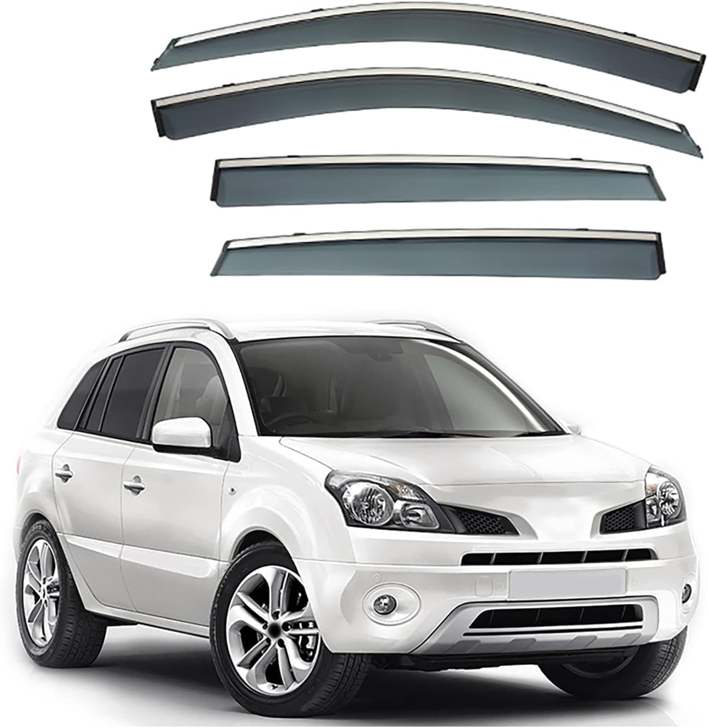 FENGJP Car Window Wind Deflectors for Renault Koleos HY 2006-2016, Window Wind Deflector Visor Rain Smoke Guards Automotive Accessories