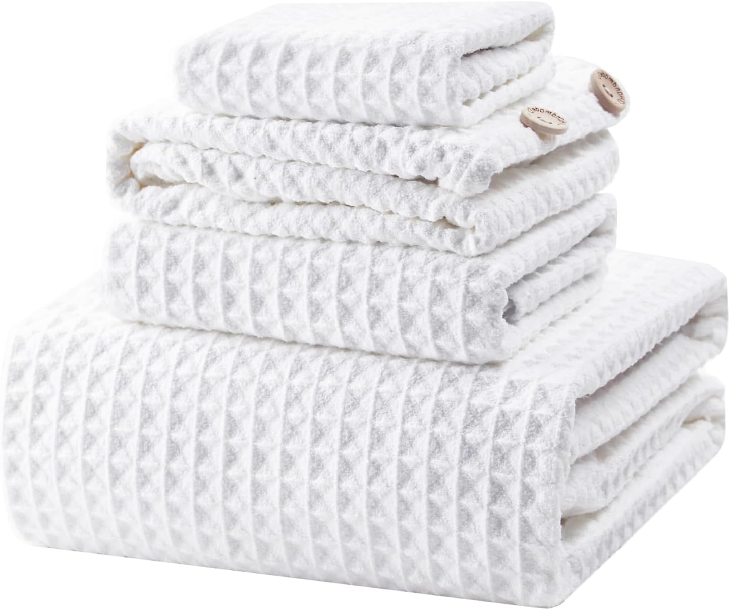 Amazon.com: MaopaoBeauty Waffle Bath Towel Set, 4PCS Quick Drying Towels, White, 35x70 Inch, Spa ...