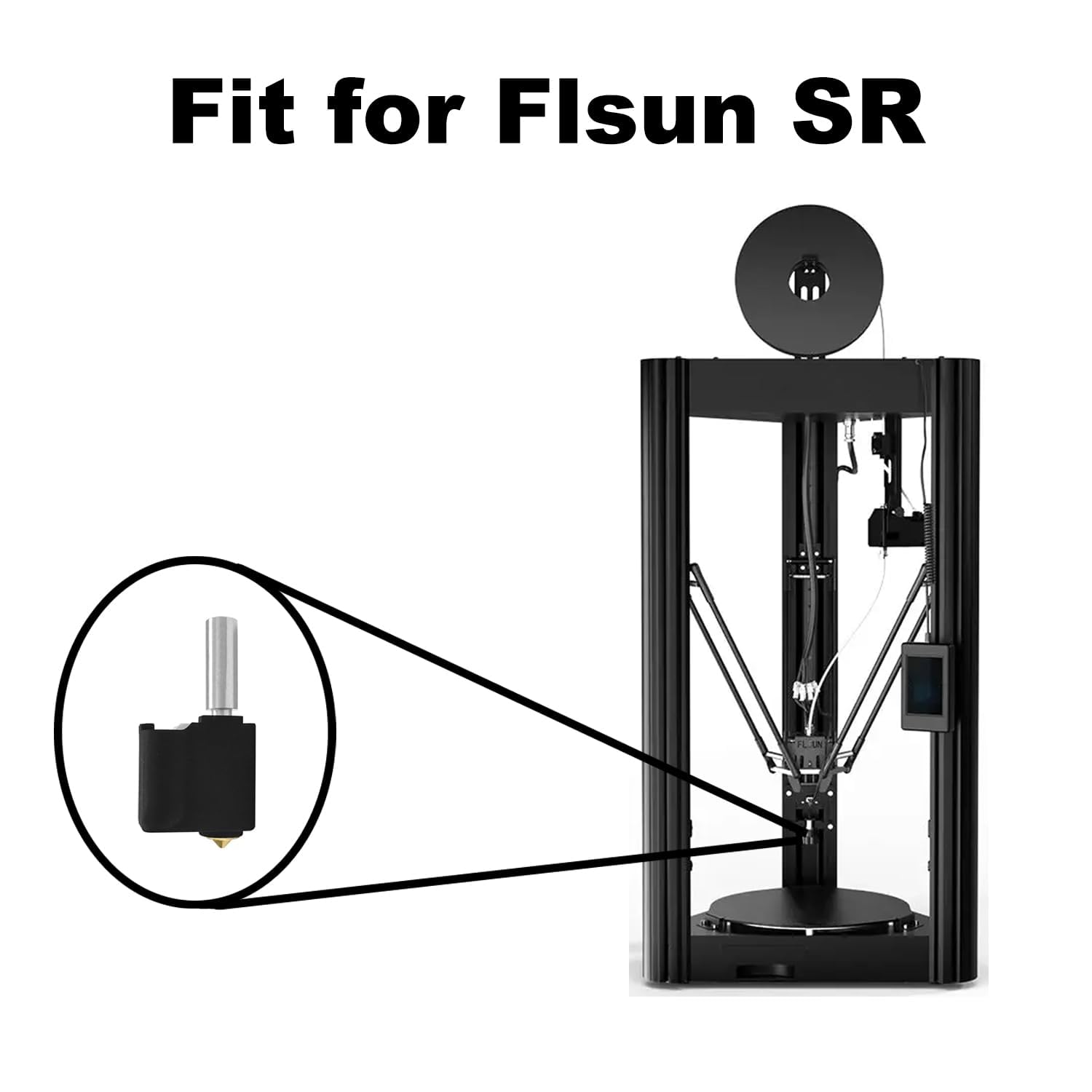 Original Flsun SR Super Racer Hotend Kit with 0.4mm Brass Nozzle for 3D Printer Print Head Hot End Kit with Silicone Sock Heatbreak Throat Tube Heater Block Support High Speed Printing (5 Pcs)