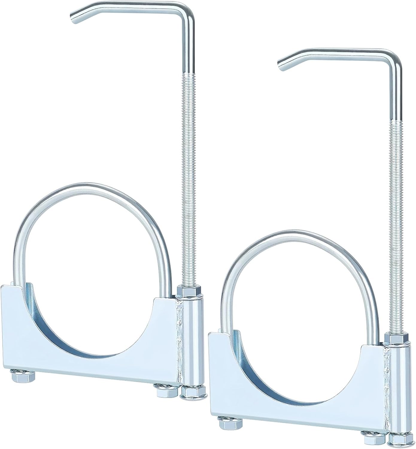 2PCS Exhaust Clamp with Hanger, Heavy Duty Zinc Alloy Universal Muffler Pipe Clamp, Corrosion Resistant and Adjustable (4 inches)