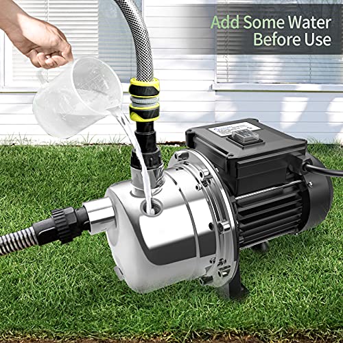 Lanchez 1/2 Hp Shallow Well Pump，Garden Pump, Jet Pump Portable Stainless Steel Water Transfer Draining Irrigation Pump For Water Removal, Lawn Fountain Pump 960 Gph 125 Feet Height #TOP3